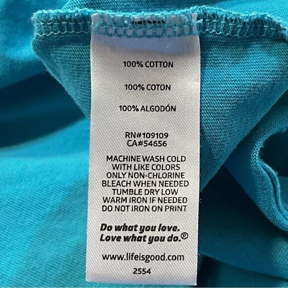 Life Is Good Crusher Tee Teal Long Sleeve Heart Print Classic Fit, Size L - Picture 10 of 11